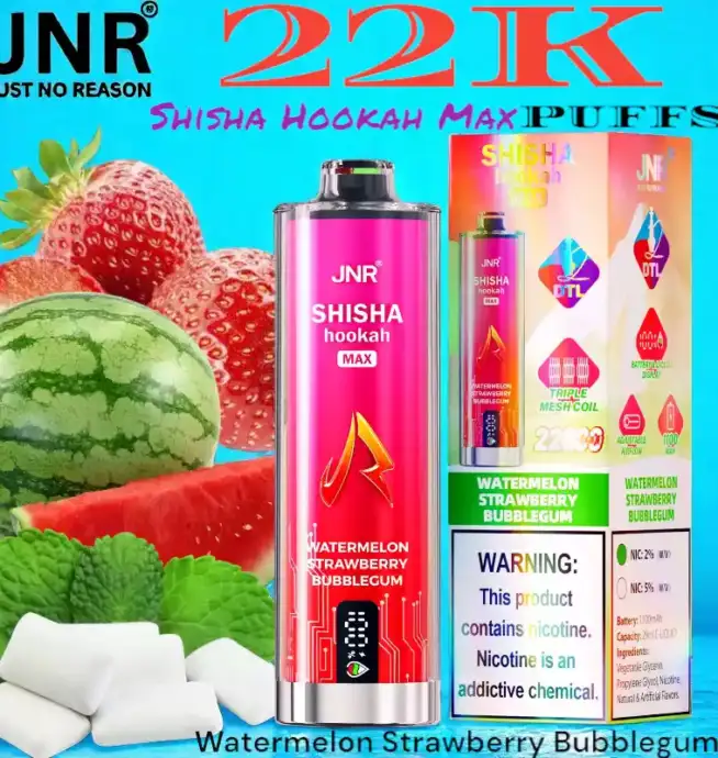 JNR Shisha Hookah Max 22K Puffs Vape jetable triple mesh 22 000 bouffées
